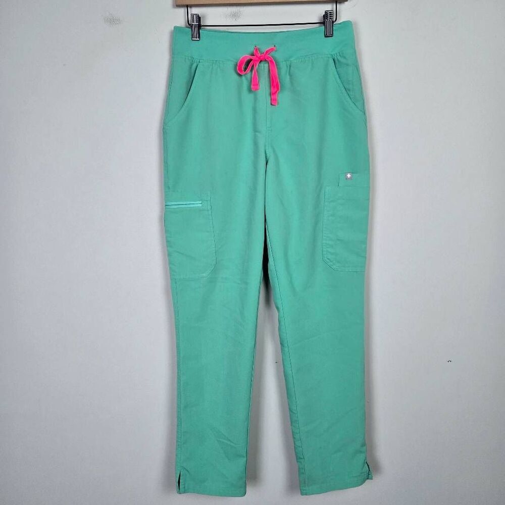 Figs Mint Green Joggers with Pink Drawstring